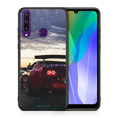 Θήκη Huawei Y6p Racing Supra από τη Smartfits με σχέδιο στο πίσω μέρος και μαύρο περίβλημα | Huawei Y6p Racing Supra case with colorful back and black bezels