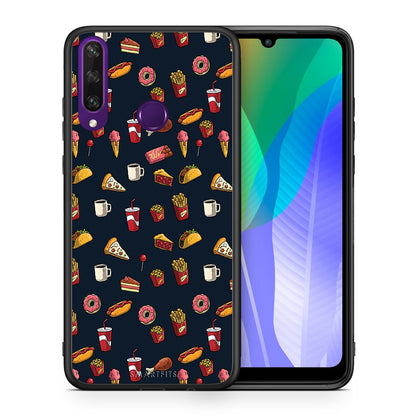 Θήκη Huawei Y6p Hungry Random από τη Smartfits με σχέδιο στο πίσω μέρος και μαύρο περίβλημα | Huawei Y6p Hungry Random case with colorful back and black bezels