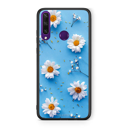 Huawei Y6p Real Daisies θήκη από τη Smartfits με σχέδιο στο πίσω μέρος και μαύρο περίβλημα | Smartphone case with colorful back and black bezels by Smartfits