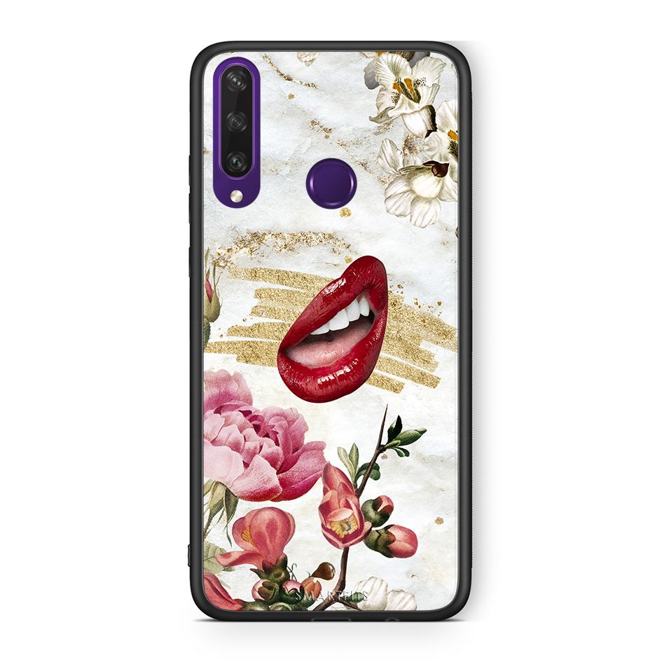 Huawei Y6p Red Lips θήκη από τη Smartfits με σχέδιο στο πίσω μέρος και μαύρο περίβλημα | Smartphone case with colorful back and black bezels by Smartfits