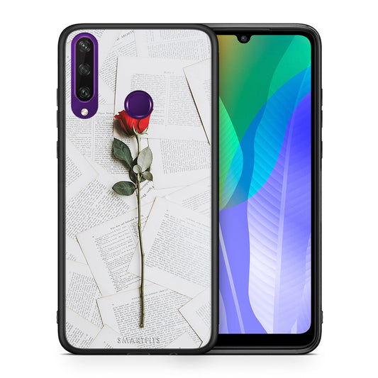 Θήκη Huawei Y6p Red Rose από τη Smartfits με σχέδιο στο πίσω μέρος και μαύρο περίβλημα | Huawei Y6p Red Rose case with colorful back and black bezels