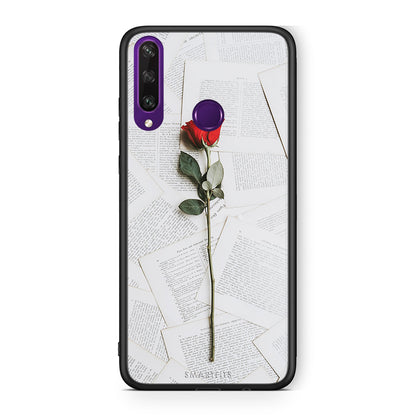 Huawei Y6p Red Rose θήκη από τη Smartfits με σχέδιο στο πίσω μέρος και μαύρο περίβλημα | Smartphone case with colorful back and black bezels by Smartfits