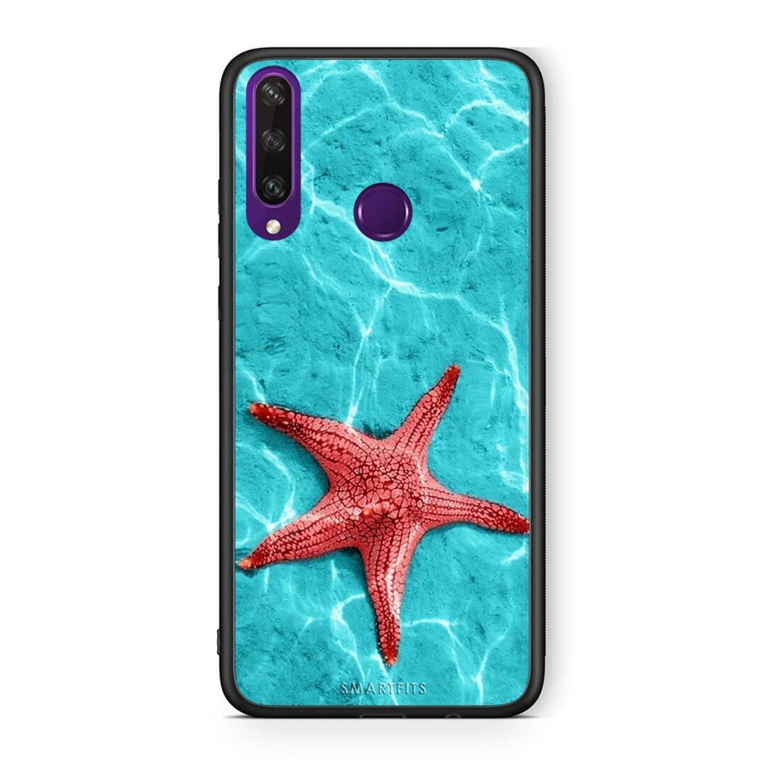Huawei Y6p Red Starfish Θήκη από τη Smartfits με σχέδιο στο πίσω μέρος και μαύρο περίβλημα | Smartphone case with colorful back and black bezels by Smartfits