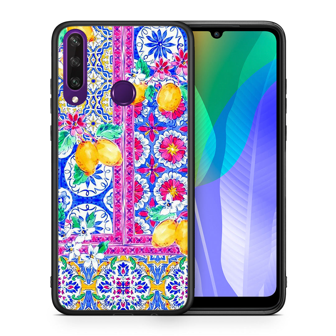 Θήκη Huawei Y6p Retro Spring από τη Smartfits με σχέδιο στο πίσω μέρος και μαύρο περίβλημα | Huawei Y6p Retro Spring case with colorful back and black bezels