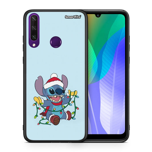 Θήκη Huawei Y6p Santa Stich από τη Smartfits με σχέδιο στο πίσω μέρος και μαύρο περίβλημα | Huawei Y6p Santa Stich case with colorful back and black bezels