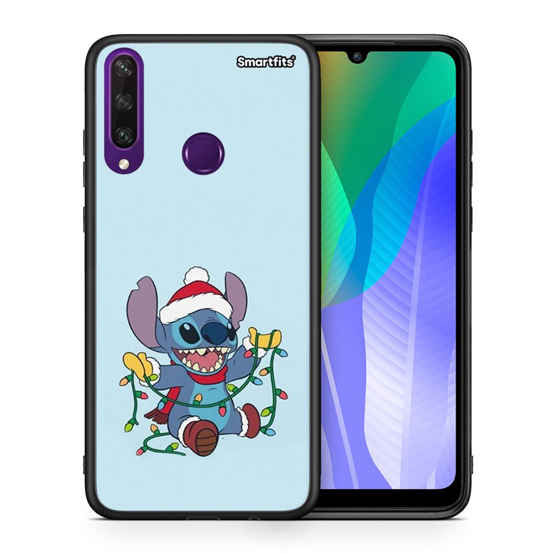 Θήκη Huawei Y6p Santa Stich από τη Smartfits με σχέδιο στο πίσω μέρος και μαύρο περίβλημα | Huawei Y6p Santa Stich case with colorful back and black bezels