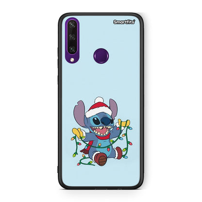 Huawei Y6p Santa Stich θήκη από τη Smartfits με σχέδιο στο πίσω μέρος και μαύρο περίβλημα | Smartphone case with colorful back and black bezels by Smartfits
