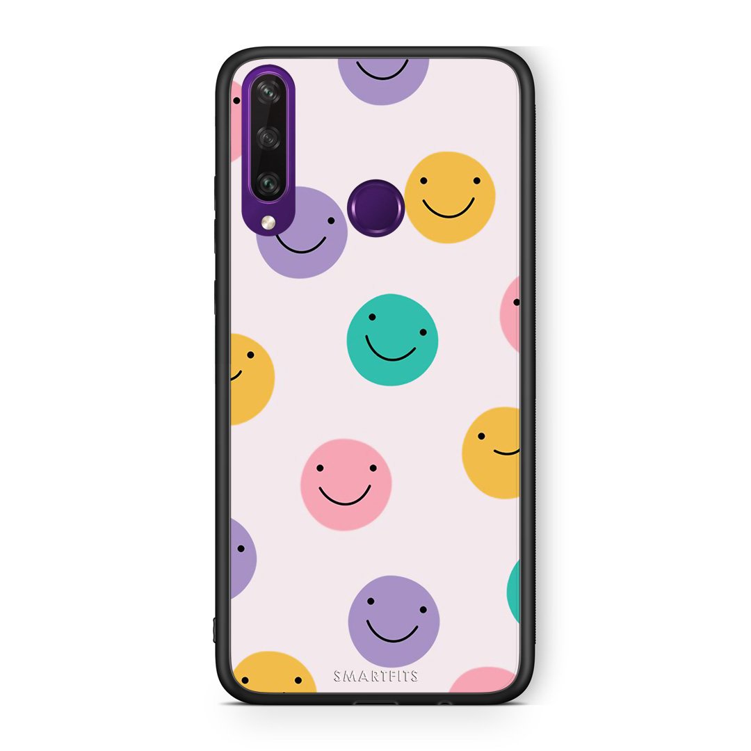 Huawei Y6p Smiley Faces θήκη από τη Smartfits με σχέδιο στο πίσω μέρος και μαύρο περίβλημα | Smartphone case with colorful back and black bezels by Smartfits
