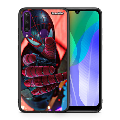 Θήκη Huawei Y6p Spider Hand από τη Smartfits με σχέδιο στο πίσω μέρος και μαύρο περίβλημα | Huawei Y6p Spider Hand case with colorful back and black bezels