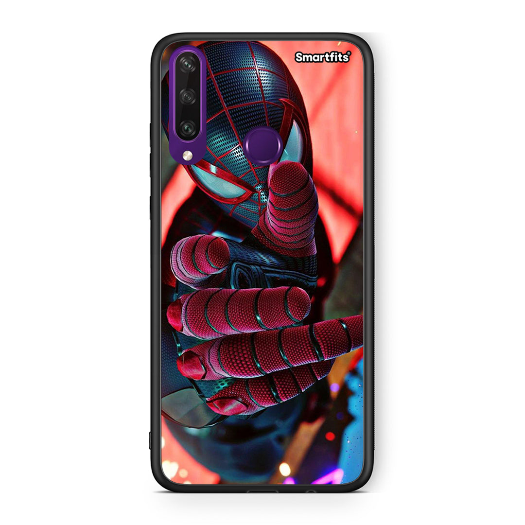 Huawei Y6p Spider Hand Θήκη από τη Smartfits με σχέδιο στο πίσω μέρος και μαύρο περίβλημα | Smartphone case with colorful back and black bezels by Smartfits
