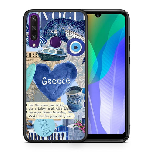 Θήκη Huawei Y6p Summer In Greece από τη Smartfits με σχέδιο στο πίσω μέρος και μαύρο περίβλημα | Huawei Y6p Summer In Greece case with colorful back and black bezels