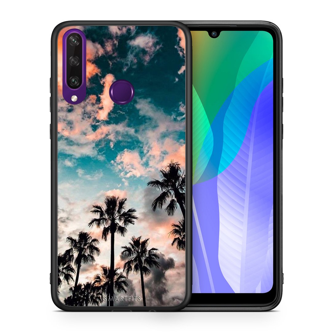 Θήκη Huawei Y6p Sky Summer από τη Smartfits με σχέδιο στο πίσω μέρος και μαύρο περίβλημα | Huawei Y6p Sky Summer case with colorful back and black bezels