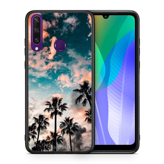 Θήκη Huawei Y6p Sky Summer από τη Smartfits με σχέδιο στο πίσω μέρος και μαύρο περίβλημα | Huawei Y6p Sky Summer case with colorful back and black bezels