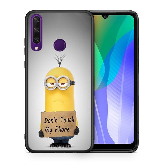 Θήκη Huawei Y6p Minion Text από τη Smartfits με σχέδιο στο πίσω μέρος και μαύρο περίβλημα | Huawei Y6p Minion Text case with colorful back and black bezels