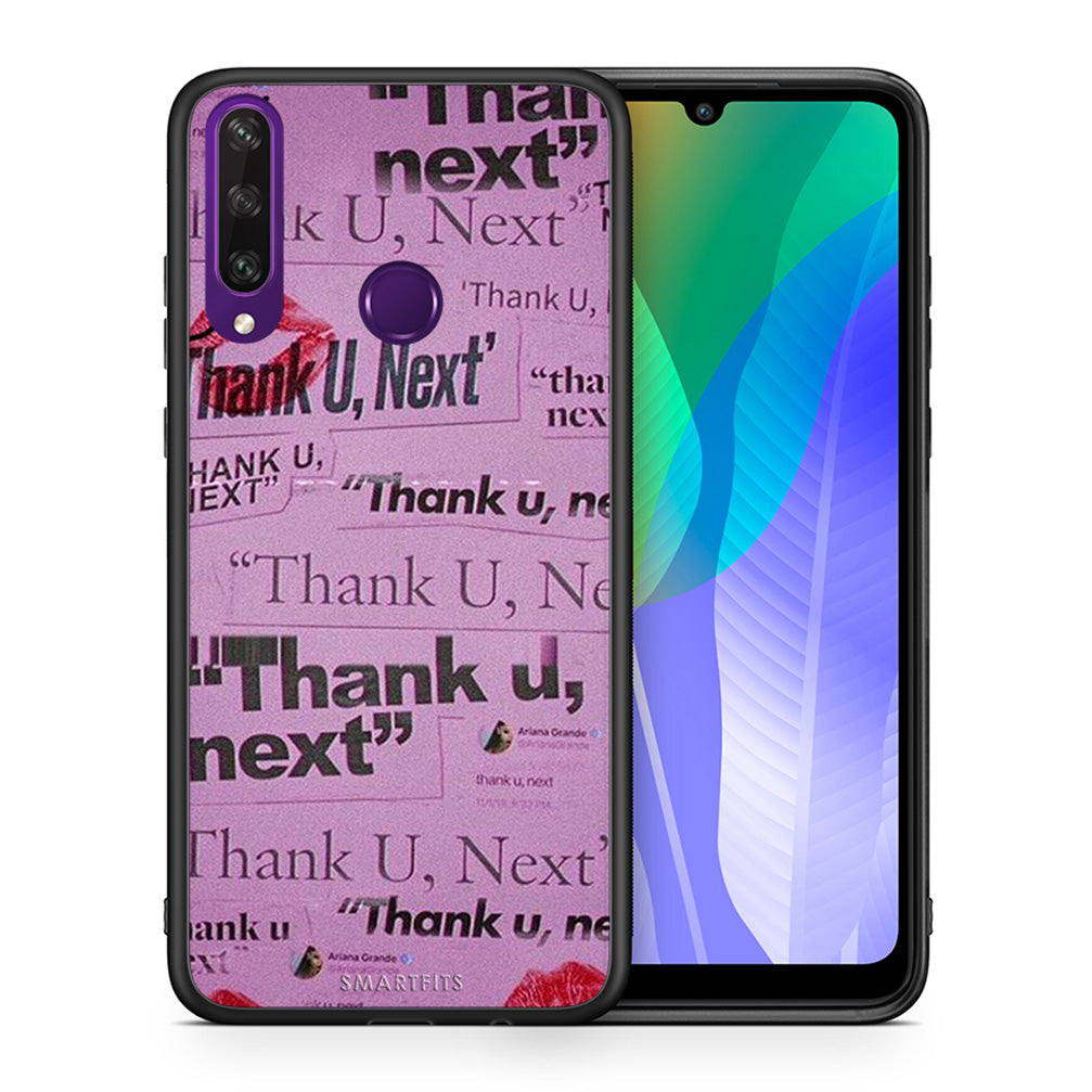 Θήκη Αγίου Βαλεντίνου Huawei Y6p Thank You Next από τη Smartfits με σχέδιο στο πίσω μέρος και μαύρο περίβλημα | Huawei Y6p Thank You Next case with colorful back and black bezels