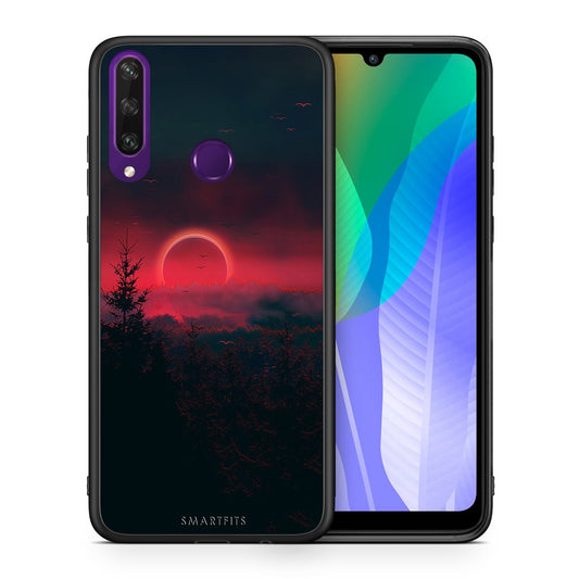 Θήκη Huawei Y6p Sunset Tropic από τη Smartfits με σχέδιο στο πίσω μέρος και μαύρο περίβλημα | Huawei Y6p Sunset Tropic case with colorful back and black bezels