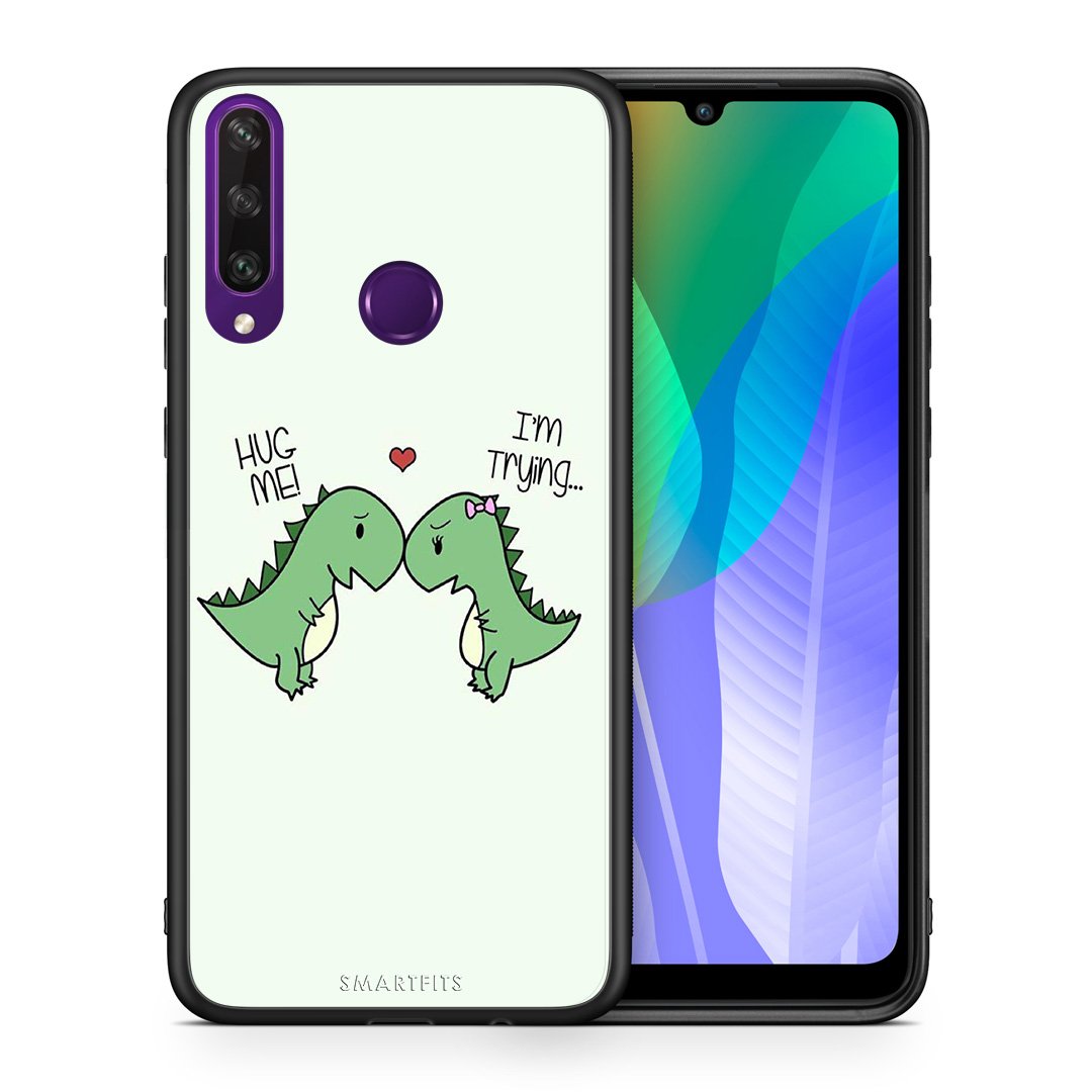 Θήκη Huawei Y6p Rex Valentine από τη Smartfits με σχέδιο στο πίσω μέρος και μαύρο περίβλημα | Huawei Y6p Rex Valentine case with colorful back and black bezels