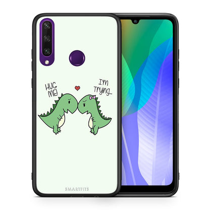 Θήκη Huawei Y6p Rex Valentine από τη Smartfits με σχέδιο στο πίσω μέρος και μαύρο περίβλημα | Huawei Y6p Rex Valentine case with colorful back and black bezels