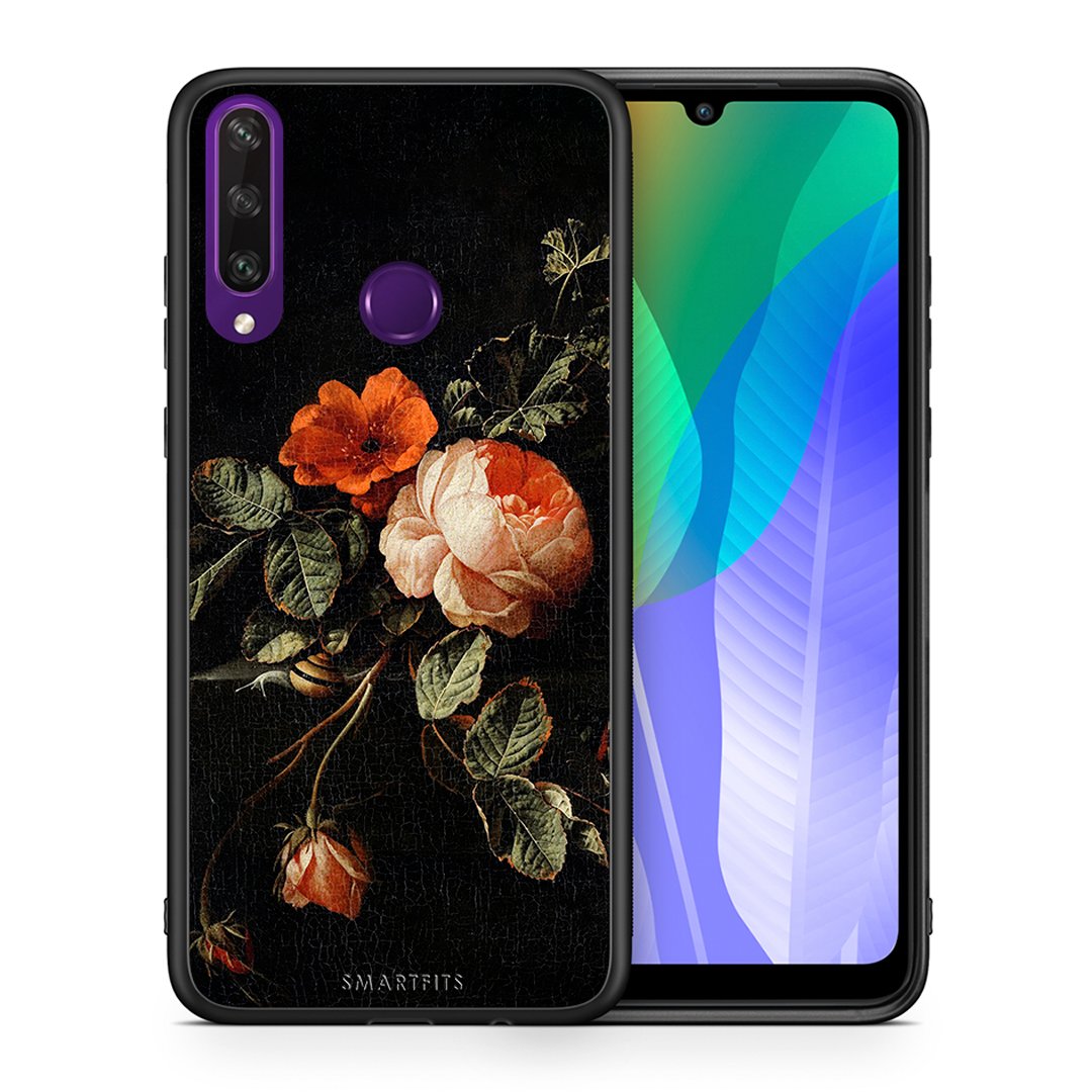 Θήκη Huawei Y6p Vintage Roses από τη Smartfits με σχέδιο στο πίσω μέρος και μαύρο περίβλημα | Huawei Y6p Vintage Roses case with colorful back and black bezels