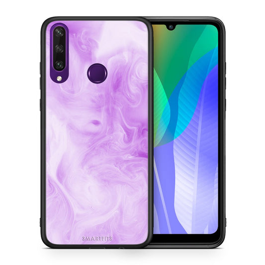 Θήκη Huawei Y6p Lavender Watercolor από τη Smartfits με σχέδιο στο πίσω μέρος και μαύρο περίβλημα | Huawei Y6p Lavender Watercolor case with colorful back and black bezels