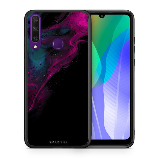 Θήκη Huawei Y6p Pink Black Watercolor από τη Smartfits με σχέδιο στο πίσω μέρος και μαύρο περίβλημα | Huawei Y6p Pink Black Watercolor case with colorful back and black bezels