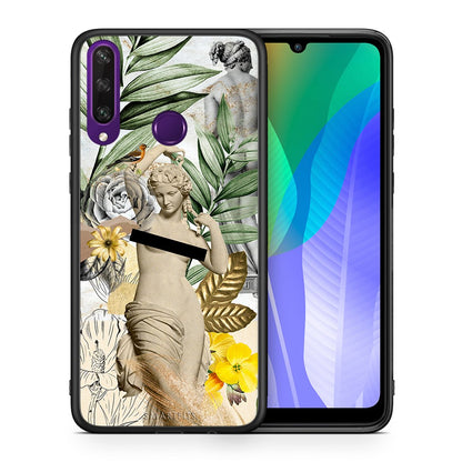 Θήκη Huawei Y6p Woman Statue από τη Smartfits με σχέδιο στο πίσω μέρος και μαύρο περίβλημα | Huawei Y6p Woman Statue case with colorful back and black bezels