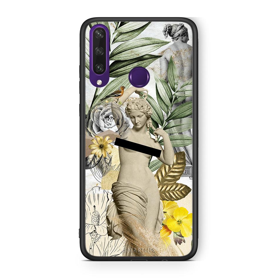 Huawei Y6p Woman Statue θήκη από τη Smartfits με σχέδιο στο πίσω μέρος και μαύρο περίβλημα | Smartphone case with colorful back and black bezels by Smartfits
