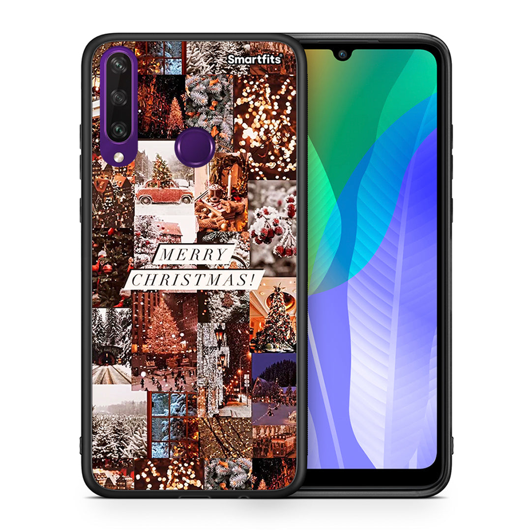 Θήκη Huawei Y6p Xmas Collage από τη Smartfits με σχέδιο στο πίσω μέρος και μαύρο περίβλημα | Huawei Y6p Xmas Collage case with colorful back and black bezels