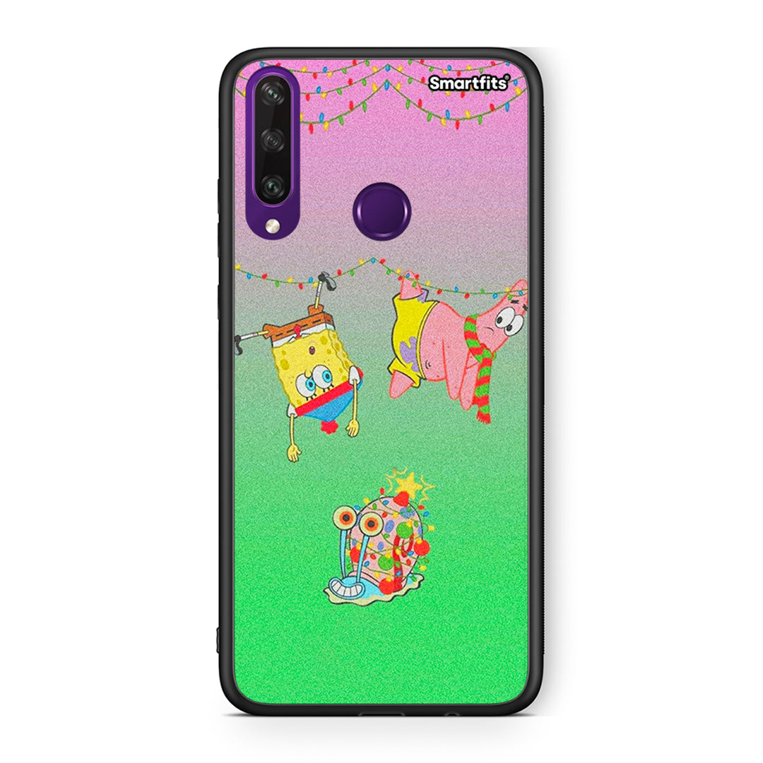 Huawei Y6p Xmas Lights θήκη από τη Smartfits με σχέδιο στο πίσω μέρος και μαύρο περίβλημα | Smartphone case with colorful back and black bezels by Smartfits