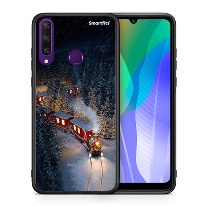 Θήκη Huawei Y6p Xmas Train από τη Smartfits με σχέδιο στο πίσω μέρος και μαύρο περίβλημα | Huawei Y6p Xmas Train case with colorful back and black bezels