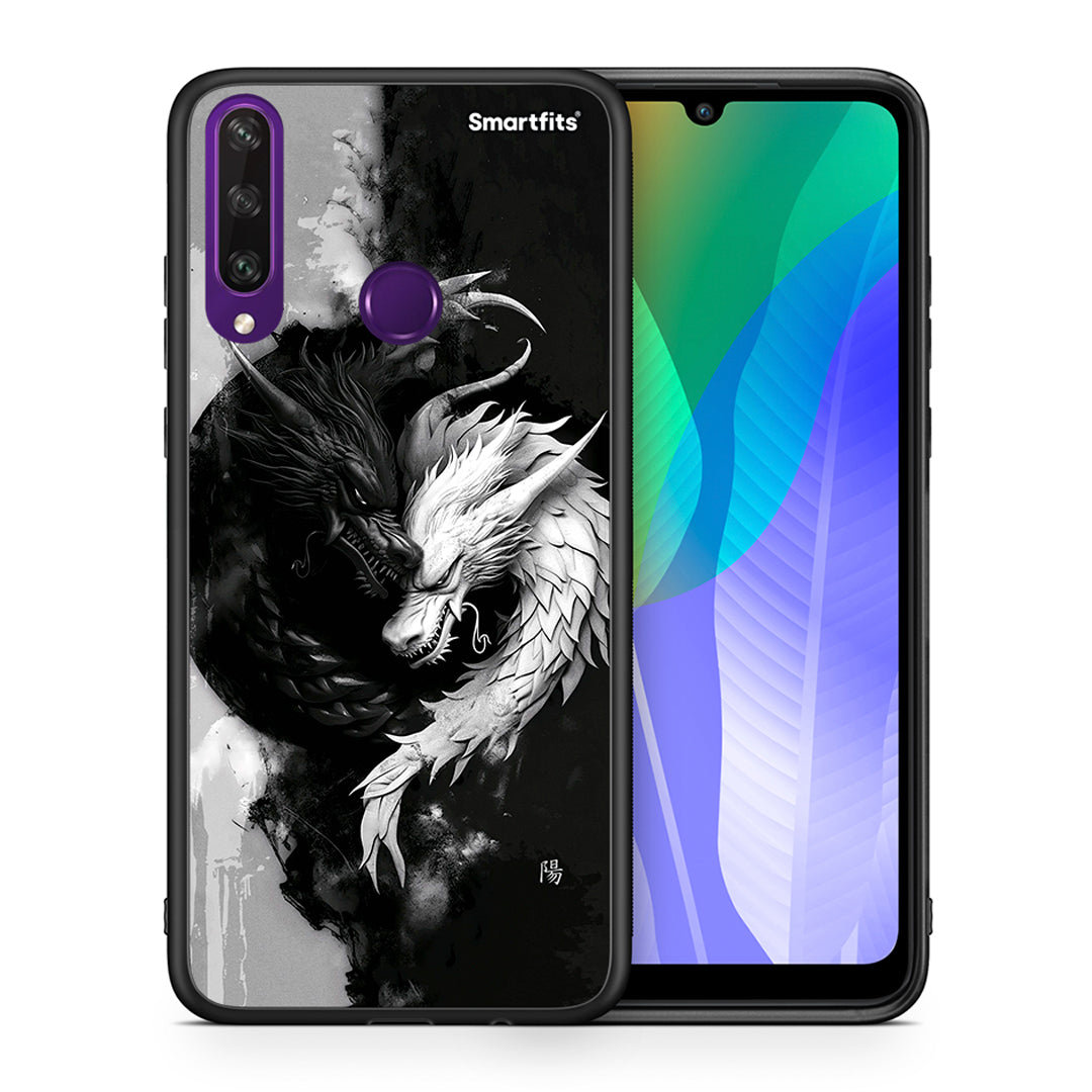 Θήκη Huawei Y6p Yin Yang από τη Smartfits με σχέδιο στο πίσω μέρος και μαύρο περίβλημα | Huawei Y6p Yin Yang case with colorful back and black bezels