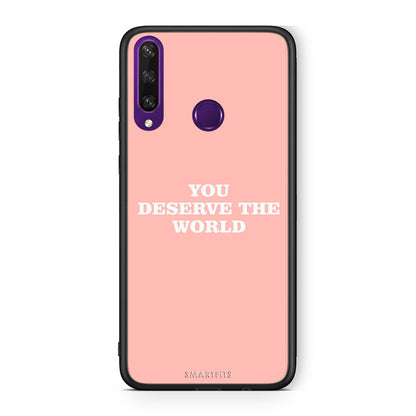 Huawei Y6p You Deserve The World Θήκη Αγίου Βαλεντίνου από τη Smartfits με σχέδιο στο πίσω μέρος και μαύρο περίβλημα | Smartphone case with colorful back and black bezels by Smartfits