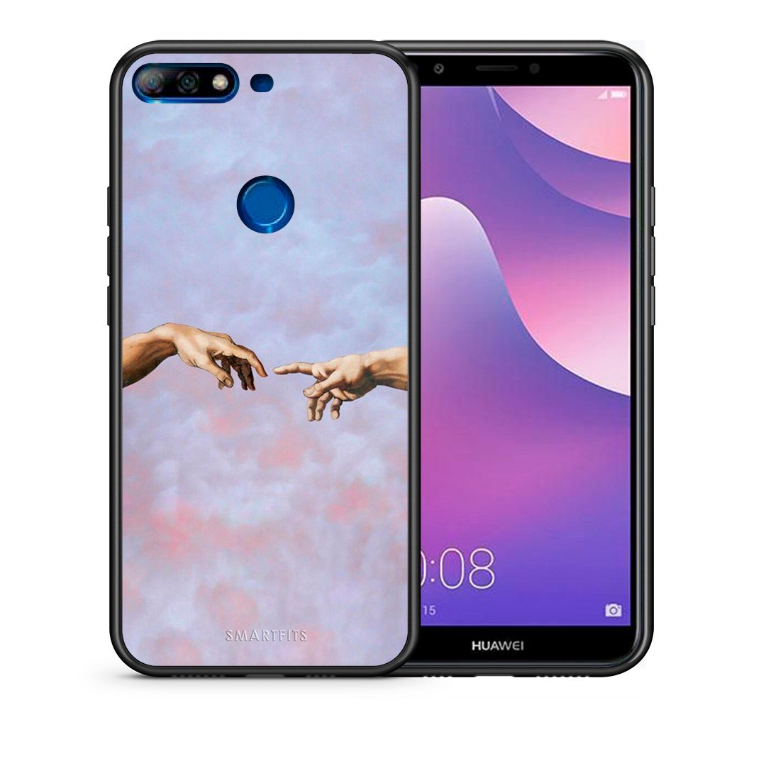 Θήκη Huawei Y7 2018 Adam Hand από τη Smartfits με σχέδιο στο πίσω μέρος και μαύρο περίβλημα | Huawei Y7 2018 Adam Hand case with colorful back and black bezels