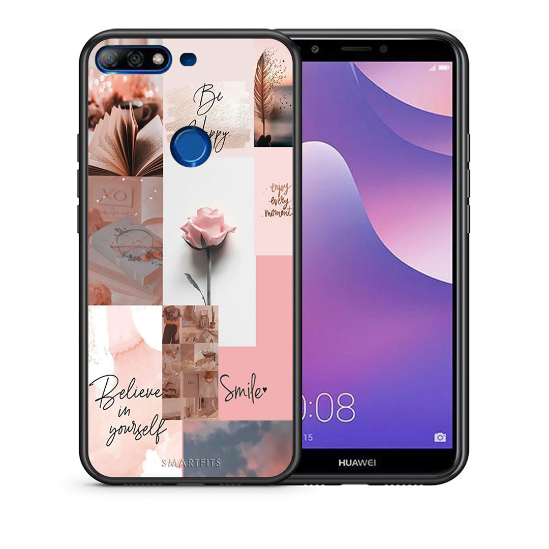 Θήκη Huawei Y7 2018 Aesthetic Collage από τη Smartfits με σχέδιο στο πίσω μέρος και μαύρο περίβλημα | Huawei Y7 2018 Aesthetic Collage case with colorful back and black bezels