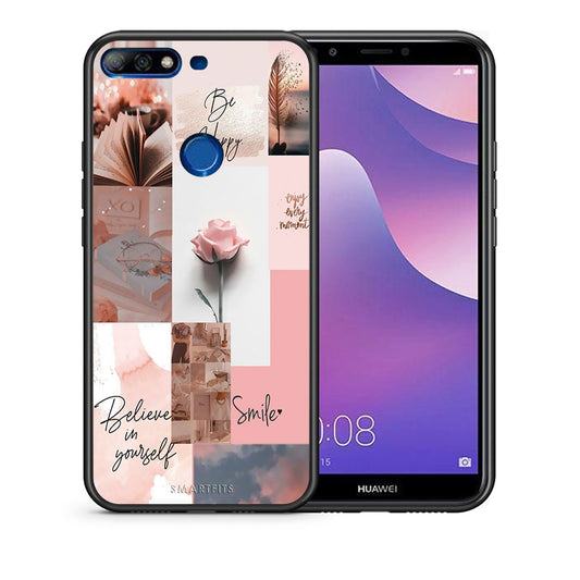 Θήκη Huawei Y7 2018 Aesthetic Collage από τη Smartfits με σχέδιο στο πίσω μέρος και μαύρο περίβλημα | Huawei Y7 2018 Aesthetic Collage case with colorful back and black bezels