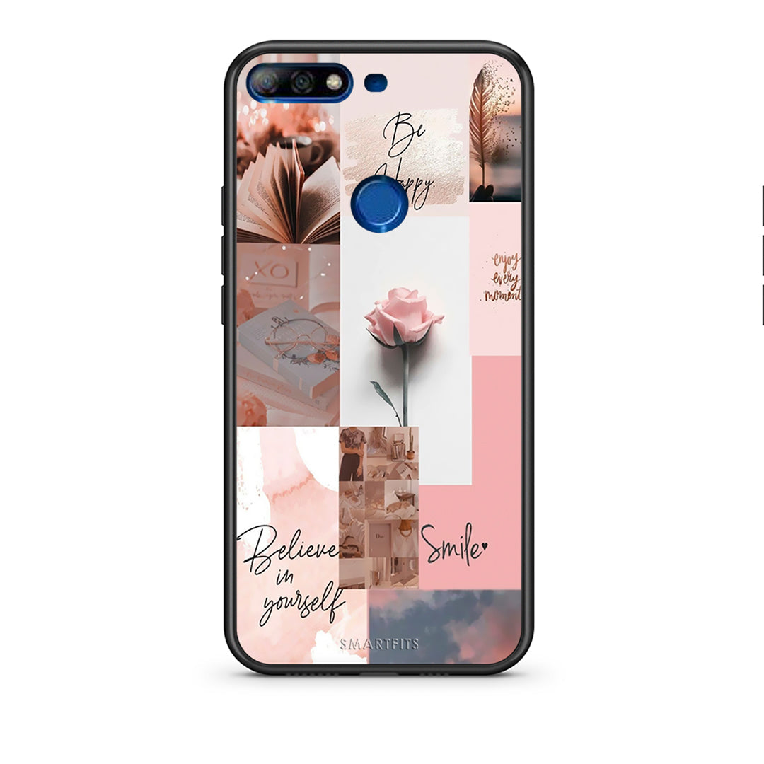 Huawei Y7 2018 Aesthetic Collage θήκη από τη Smartfits με σχέδιο στο πίσω μέρος και μαύρο περίβλημα | Smartphone case with colorful back and black bezels by Smartfits