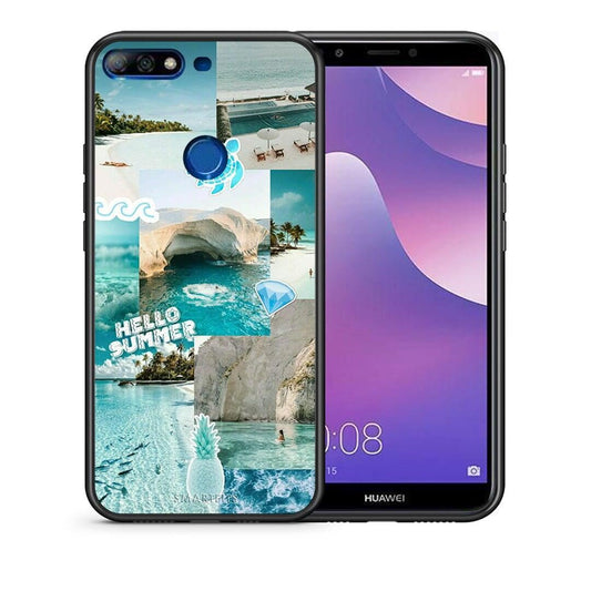 Θήκη Huawei Y7 2018 Aesthetic Summer από τη Smartfits με σχέδιο στο πίσω μέρος και μαύρο περίβλημα | Huawei Y7 2018 Aesthetic Summer case with colorful back and black bezels