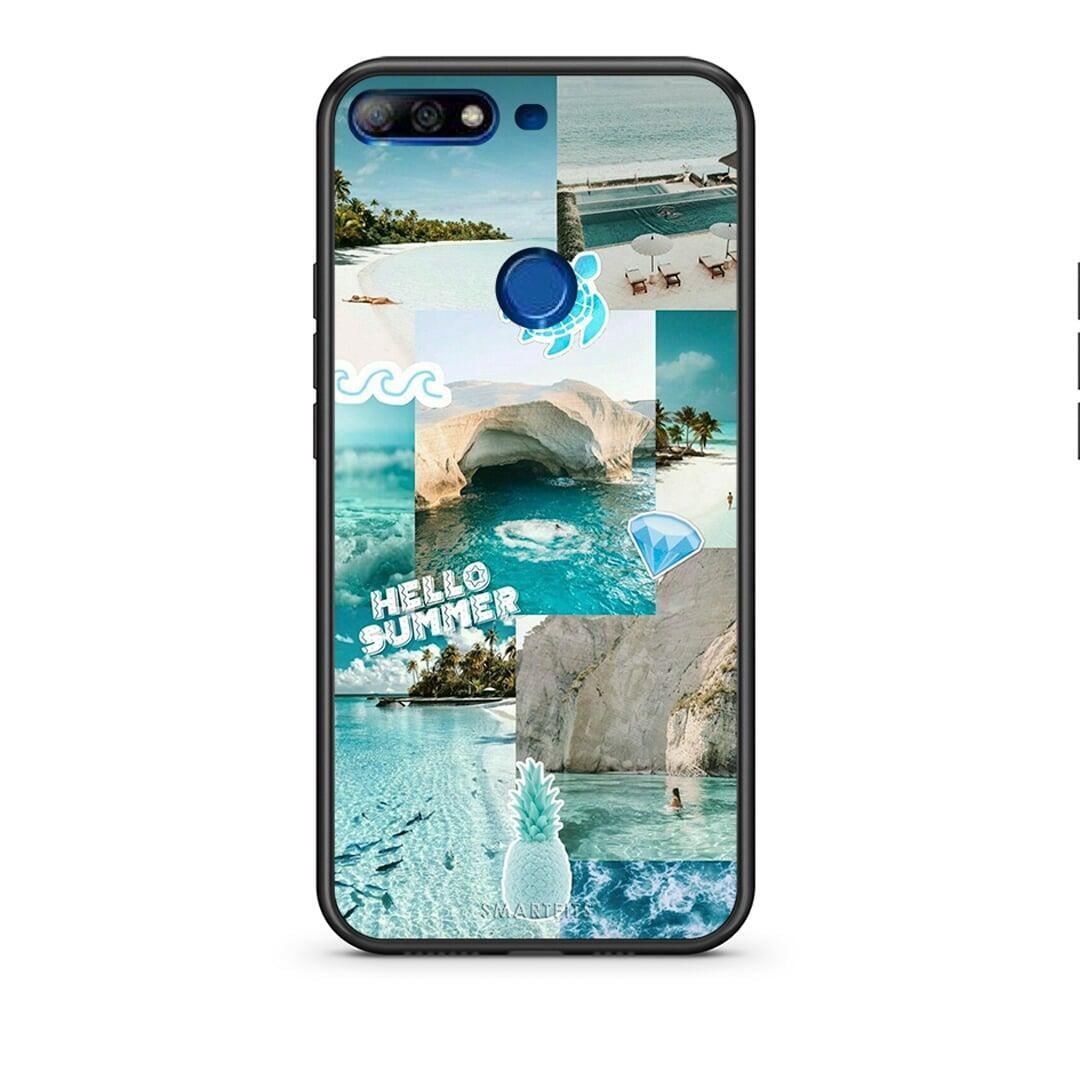 Huawei Y7 2018 Aesthetic Summer Θήκη από τη Smartfits με σχέδιο στο πίσω μέρος και μαύρο περίβλημα | Smartphone case with colorful back and black bezels by Smartfits