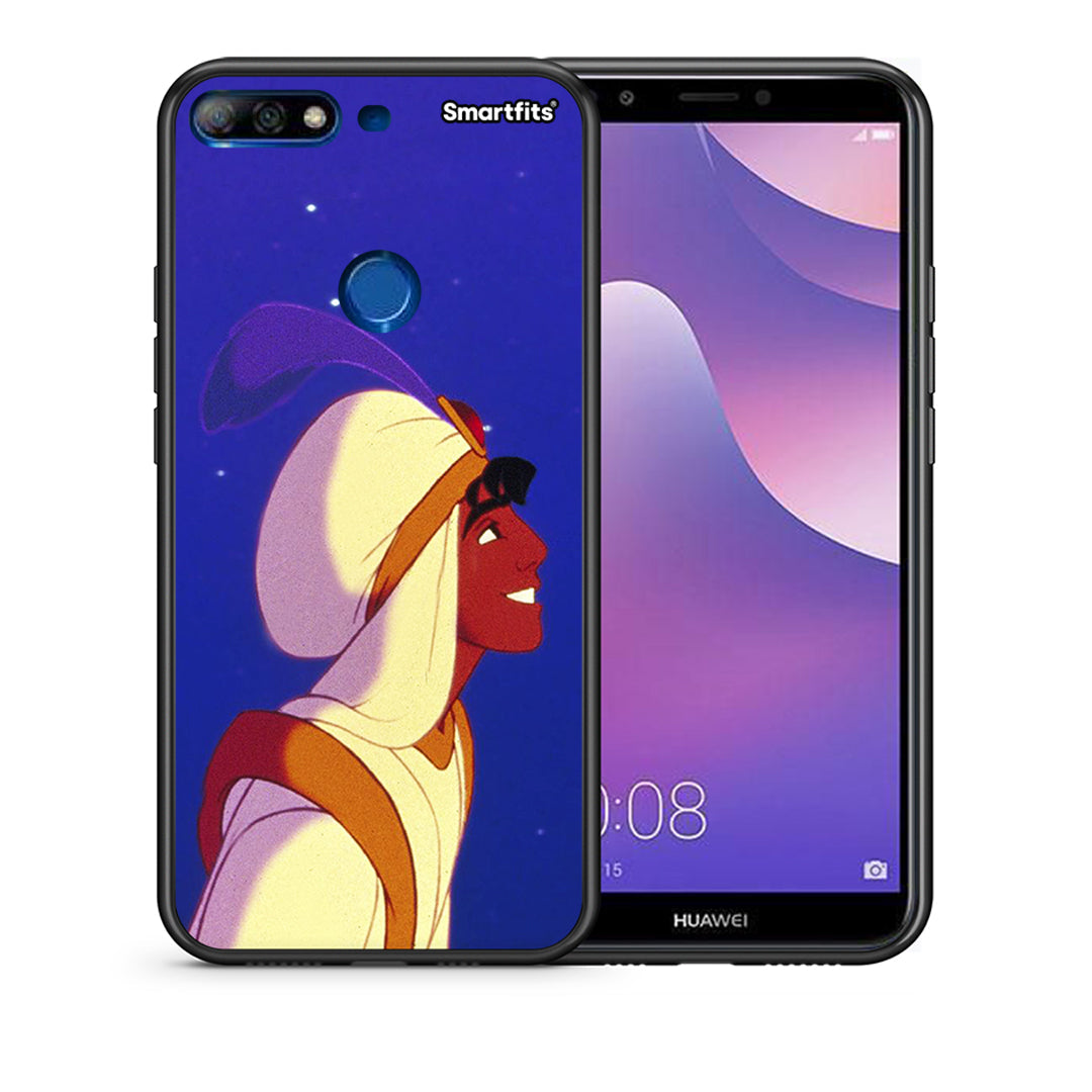 Θήκη Huawei Y7 2018 Alladin And Jasmine Love 1 από τη Smartfits με σχέδιο στο πίσω μέρος και μαύρο περίβλημα | Huawei Y7 2018 Alladin And Jasmine Love 1 case with colorful back and black bezels