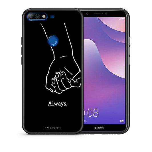Θήκη Αγίου Βαλεντίνου Huawei Y7 2018 Always & Forever 1 από τη Smartfits με σχέδιο στο πίσω μέρος και μαύρο περίβλημα | Huawei Y7 2018 Always & Forever 1 case with colorful back and black bezels