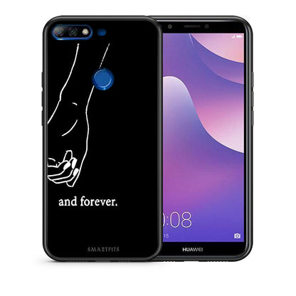 Θήκη Αγίου Βαλεντίνου Huawei Y7 2018 Always & Forever 2 από τη Smartfits με σχέδιο στο πίσω μέρος και μαύρο περίβλημα | Huawei Y7 2018 Always & Forever 2 case with colorful back and black bezels