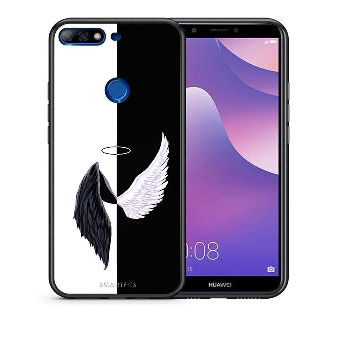 Θήκη Huawei Y7 2018 Angels Demons από τη Smartfits με σχέδιο στο πίσω μέρος και μαύρο περίβλημα | Huawei Y7 2018 Angels Demons case with colorful back and black bezels