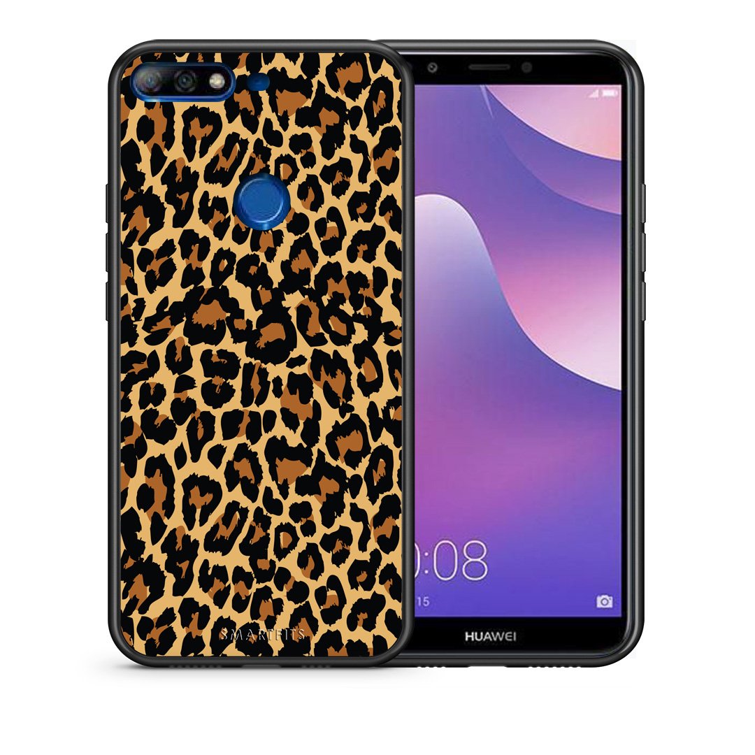 Θήκη Huawei Y7 2018 Leopard Animal από τη Smartfits με σχέδιο στο πίσω μέρος και μαύρο περίβλημα | Huawei Y7 2018 Leopard Animal case with colorful back and black bezels