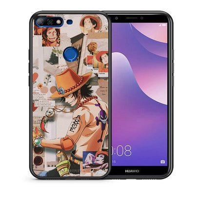 Θήκη Huawei Y7 2018 Anime Collage από τη Smartfits με σχέδιο στο πίσω μέρος και μαύρο περίβλημα | Huawei Y7 2018 Anime Collage case with colorful back and black bezels