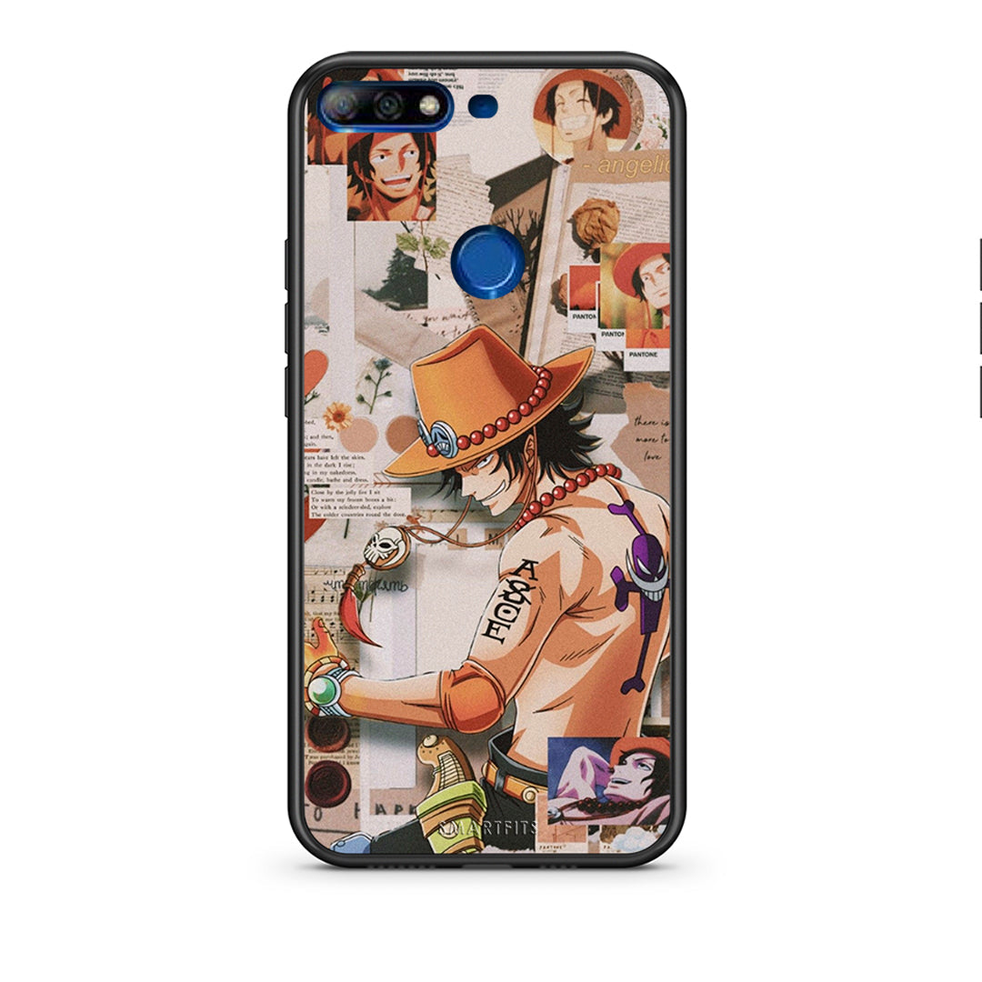 Huawei Y7 2018 Anime Collage θήκη από τη Smartfits με σχέδιο στο πίσω μέρος και μαύρο περίβλημα | Smartphone case with colorful back and black bezels by Smartfits