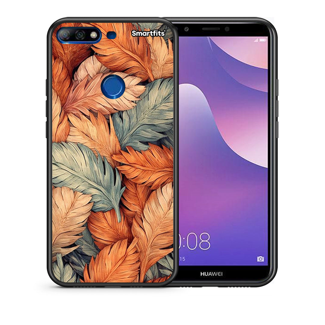 Θήκη Huawei Y7 2018 Autumn Leaves από τη Smartfits με σχέδιο στο πίσω μέρος και μαύρο περίβλημα | Huawei Y7 2018 Autumn Leaves case with colorful back and black bezels