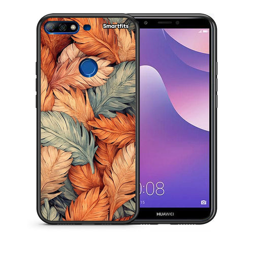 Θήκη Huawei Y7 2018 Autumn Leaves από τη Smartfits με σχέδιο στο πίσω μέρος και μαύρο περίβλημα | Huawei Y7 2018 Autumn Leaves case with colorful back and black bezels