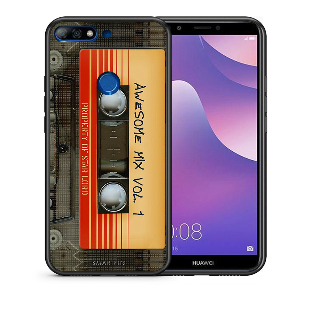 Θήκη Huawei Y7 2018 Awesome Mix από τη Smartfits με σχέδιο στο πίσω μέρος και μαύρο περίβλημα | Huawei Y7 2018 Awesome Mix case with colorful back and black bezels