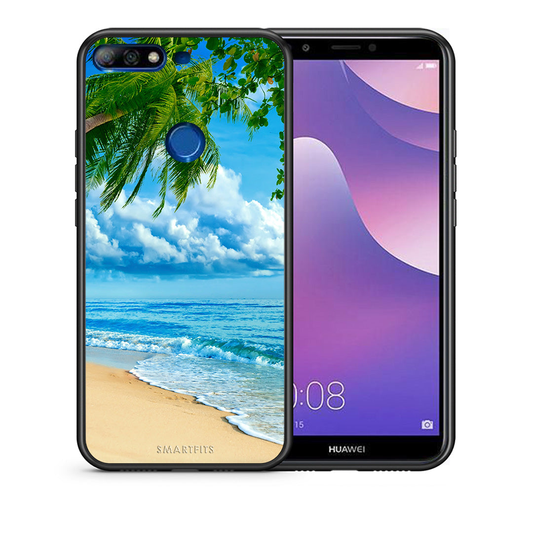 Θήκη Huawei Y7 2018 Beautiful Beach από τη Smartfits με σχέδιο στο πίσω μέρος και μαύρο περίβλημα | Huawei Y7 2018 Beautiful Beach case with colorful back and black bezels