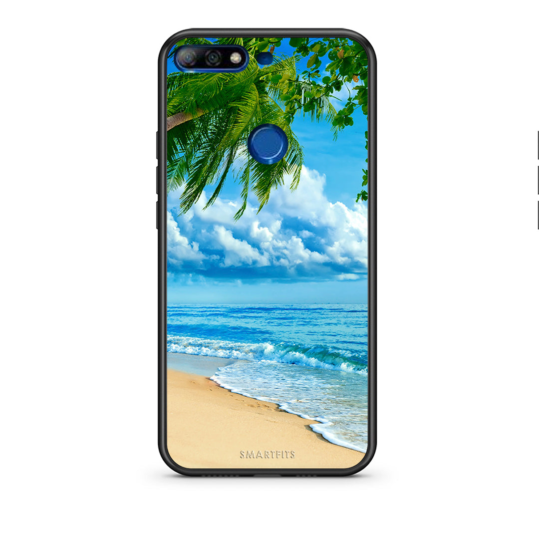 Huawei Y7 2018 Beautiful Beach θήκη από τη Smartfits με σχέδιο στο πίσω μέρος και μαύρο περίβλημα | Smartphone case with colorful back and black bezels by Smartfits
